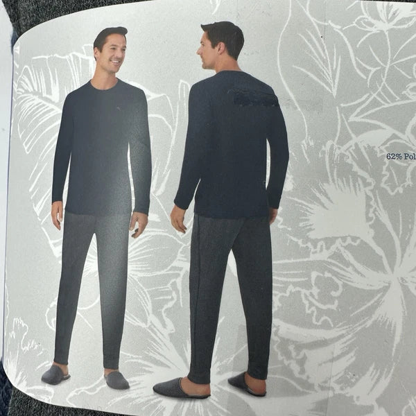 Tommy Bahama Pajamas Men's L Blue Grey Waffle Lounge Set Pants Shirt Thermal