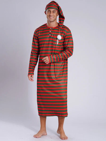 Mens Robe + Hat Set Raves Nightwear Christmas Bathrobe Sissy Home Dress-