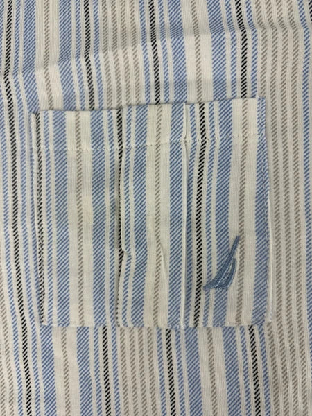 Nautica Mens 2 Piece Short Sleeved, Cropped Pants, Striped Pajama Set Size M