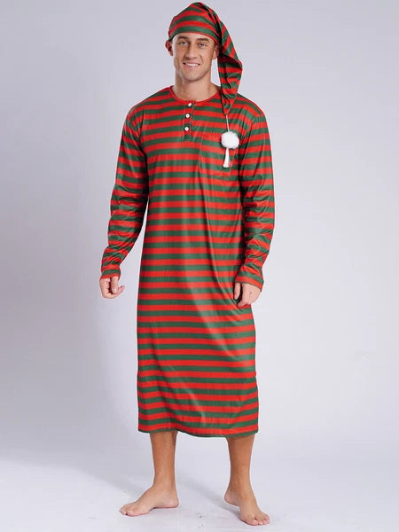 Mens Robe + Hat Set Raves Nightwear Christmas Bathrobe Sissy Home Dress-