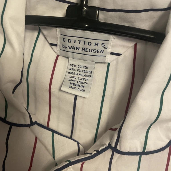 Van Heusen Editions Pajamas Men Size M Striped Cotton Poly PJs Nightwear