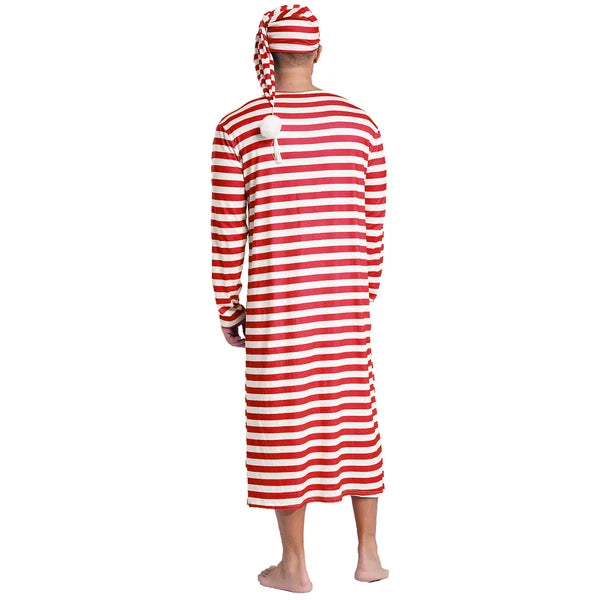 Mens Robe + Hat Set Raves Nightwear Christmas Bathrobe Sissy Home Dress-