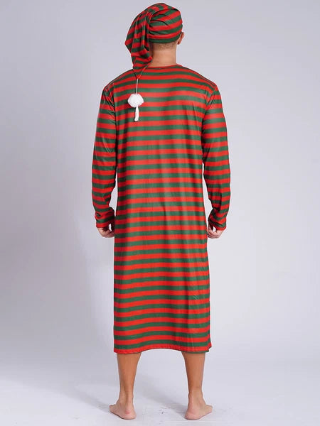 Mens Robe + Hat Set Raves Nightwear Christmas Bathrobe Sissy Home Dress-