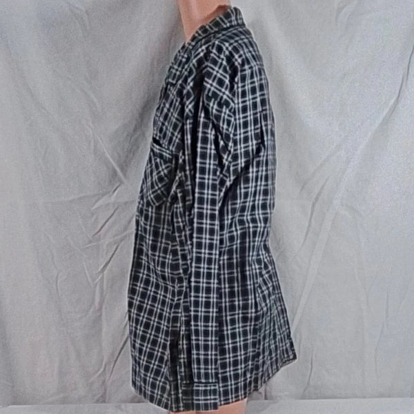 Men's Hanes Broadcloth Long Sleeve Pajama Set - Black Plaid - Various Szs - NWT