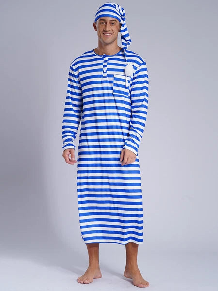 Mens Robe + Hat Set Raves Nightwear Christmas Bathrobe Sissy Home Dress-