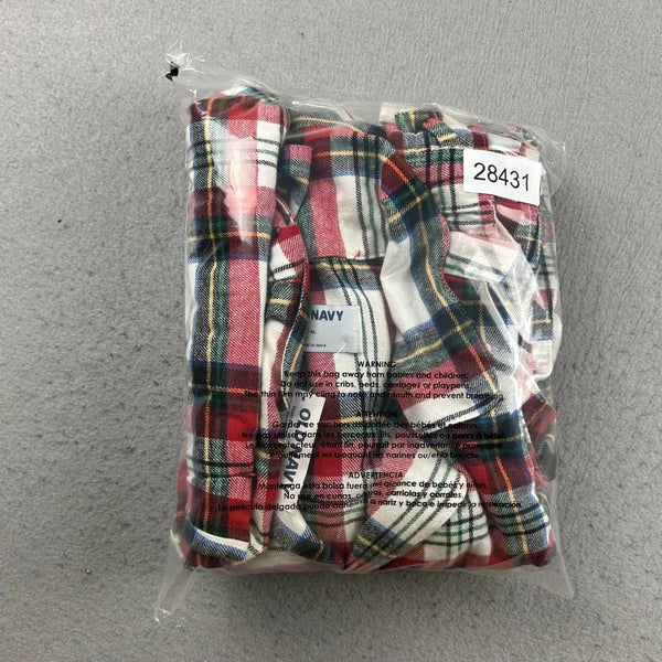 Old Navy Pajama Set Mens XL Red Plaid Button Up Long Sleeves Shirt Pant NWT