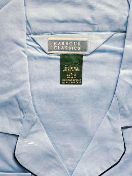 VTG Harbour Classics Broadcloth Pajamas Mens Sz L 2pc Longsleeve Pants Blue NEW!