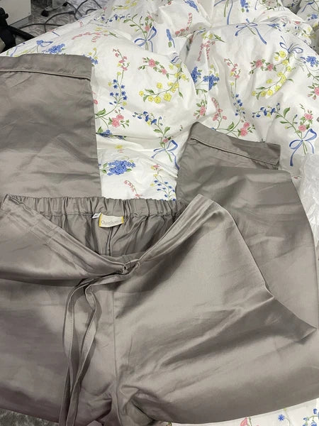 Quagliotti Italy New 2pc Men Pajamas L/XL Grey Taupe 100% Cotton Sateen