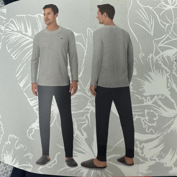 Tommy Bahama Pajamas Men's M Blue Grey Waffle Lounge Set 2-Piece Pants Shirt