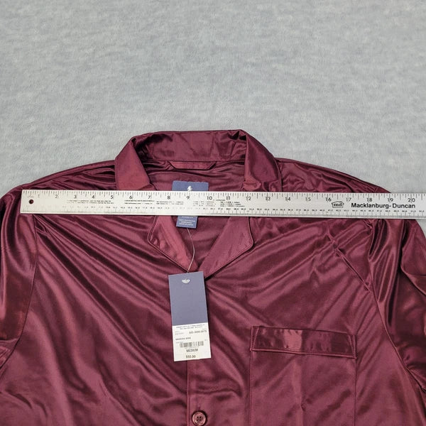 Stafford Pajama Set Satin Madeira Wine Sleepwear L/S Shirt & Pants Mens M NWT