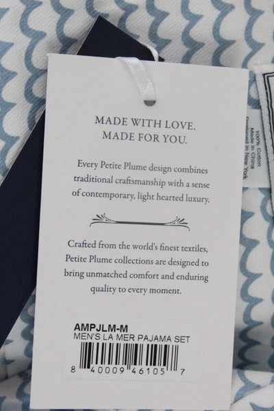 Petite Plume Men's La Mer Pajama Set M Blue NWT