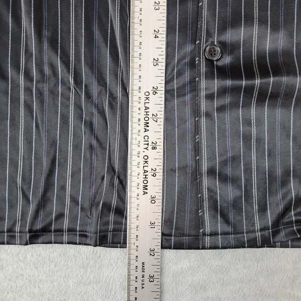 Stafford Pajama Set Satin Black Stripe Sleepwear S/S Shirt & Shorts Mens MT NWT