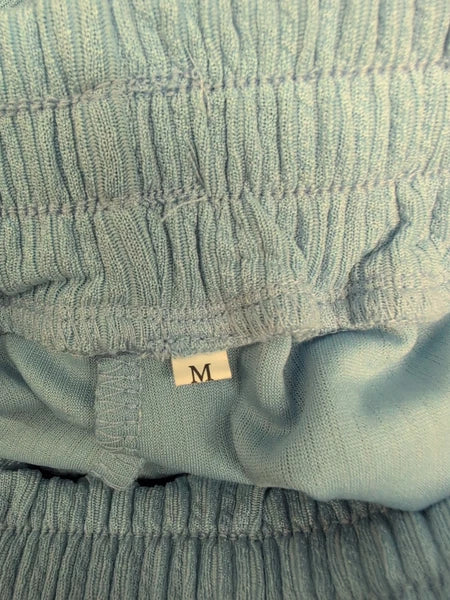 Mens Polo Short Sleeve Button Up Shirt and Shorts Pajama Set Size M Blue