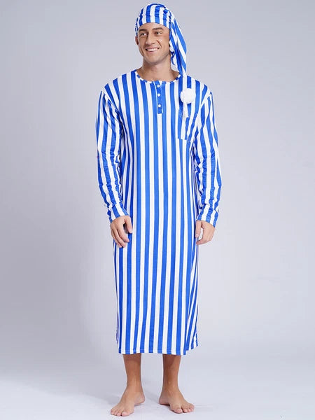 Mens Nightgowns Saudi Nightwear Plaid Pajamas Nightshirt Loungewear Sleeping Up
