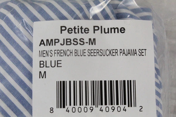 Petite Plume Men's Seersucker Pajama Set M French Blue NWT