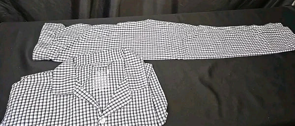 Sz 4XL Men's Pajama Set Lounge Shirt & Pants Cotton Blend Black & Blue Check New