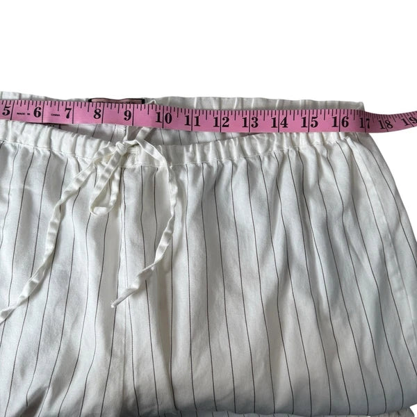 VTG Thomas Pink Pajamas Set M White Pinstripe 100% Cotton 2 Pc Lounge Sleepwear