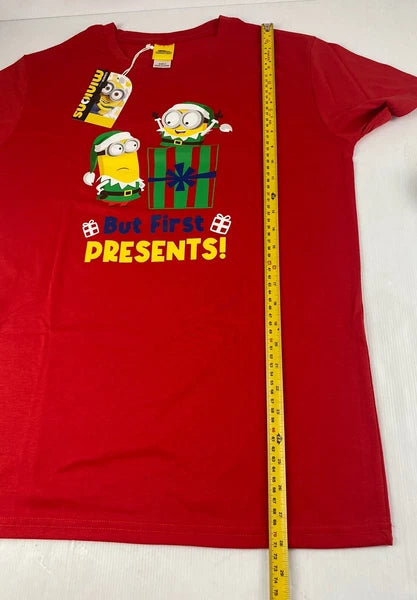 Minions Licensed Adults Christmas PJ Set Incl Stocking Red Size S