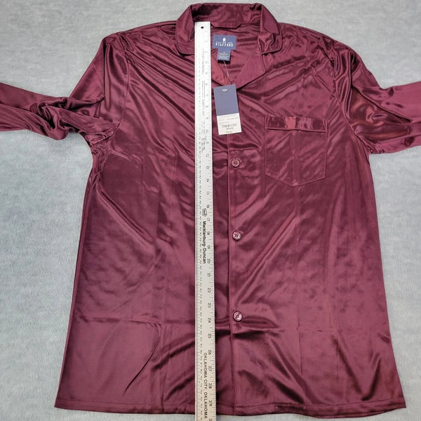 Stafford Pajama Set Satin Madeira Wine Sleepwear L/S Shirt & Pants Mens M NWT