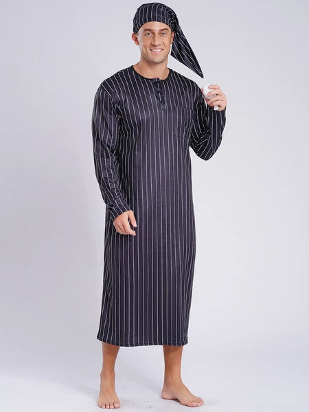 Mens Nightgowns Saudi Nightwear Plaid Pajamas Nightshirt Loungewear Sleeping Up