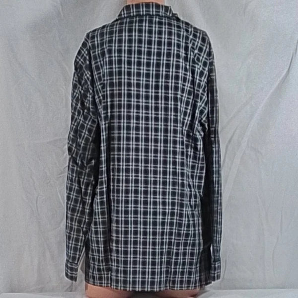 Men's Hanes Broadcloth Long Sleeve Pajama Set - Black Plaid - Various Szs - NWT