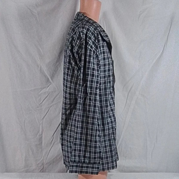 Men's Hanes Broadcloth Long Sleeve Pajama Set - Black Plaid - Various Szs - NWT