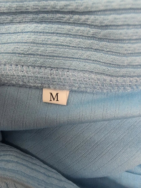 Mens Polo Short Sleeve Button Up Shirt and Shorts Pajama Set Size M Blue