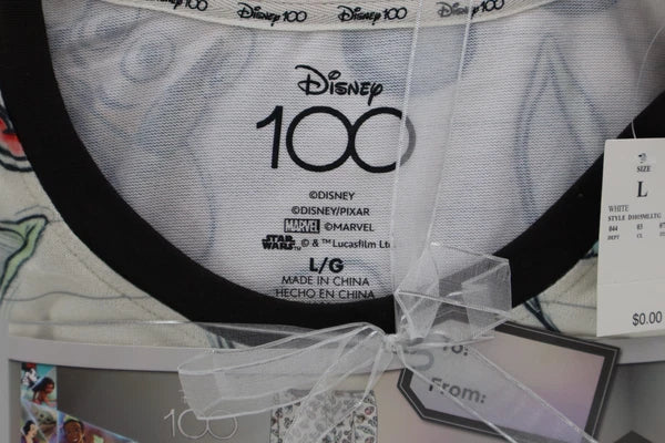 Men's Disney 100 Character Mash Up 2pc Matching Family Pajama Set - White Large