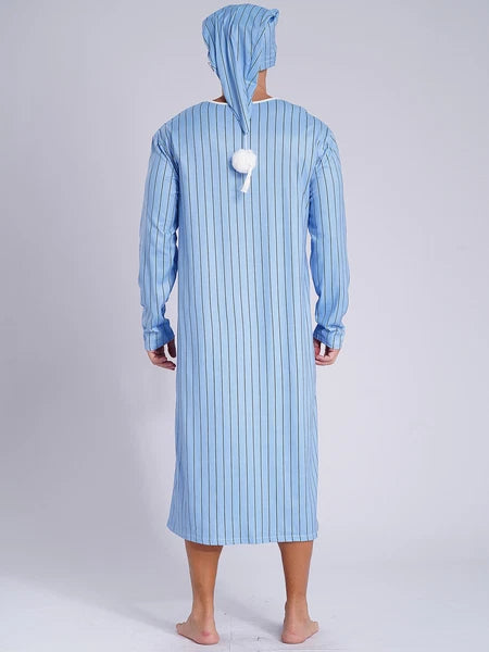 Mens Nightgowns Arabian Pajamas Striped Nightwear Loose Fit Up Cosplay Costume