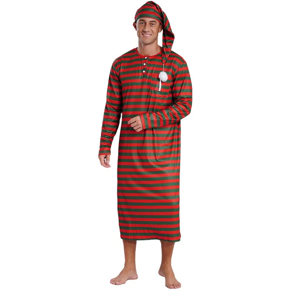 Mens Robe + Hat Set Raves Nightwear Christmas Bathrobe Sissy Home Dress-