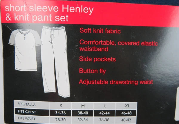 Men's Hanes Henley Tee Shirt and Pants Sleep Set