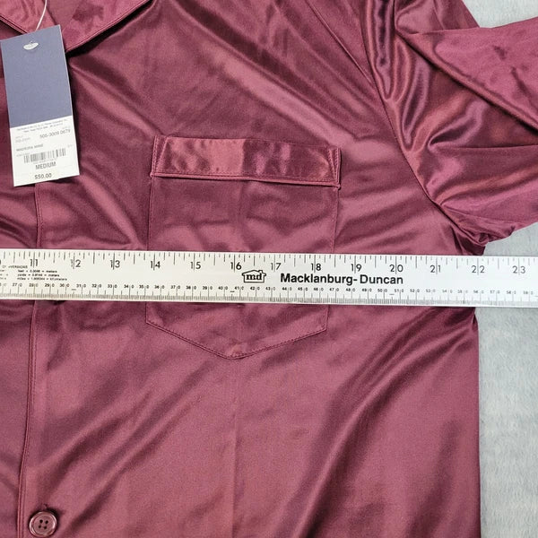 Stafford Pajama Set Satin Madeira Wine Sleepwear L/S Shirt & Pants Mens M NWT
