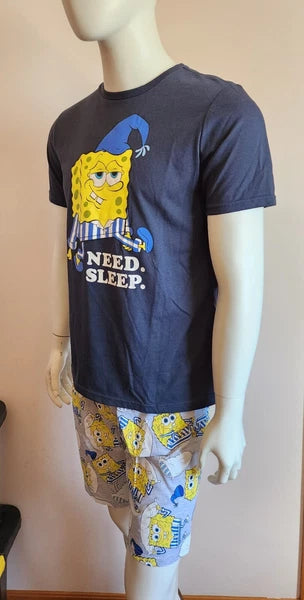 SpongeBob SquarePants Mens Need Sleep Printed 2 Piece Pyjama Set Size XL New