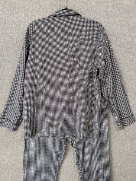 TravelSmith Pajama Set Men Medium Classic Button 2 Piece Black White Shirt Pants