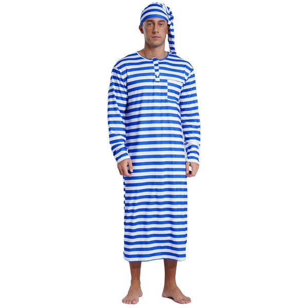 Mens Robe + Hat Set Raves Nightwear Christmas Bathrobe Sissy Home Dress-