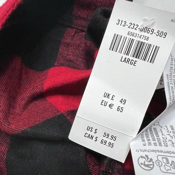 Hollister Mens Pajama Set - Pants and T-Shirt - Red, Black - Size L