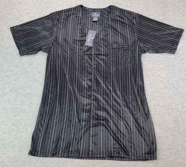 Stafford Pajama Set Satin Black Stripe Sleepwear S/S Shirt & Shorts Mens MT NWT