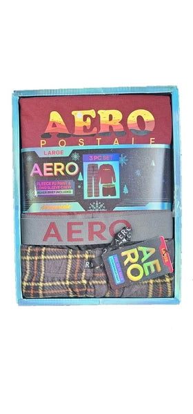 Men's Pajamas Aeropostale Sleepwear Loungewear Rare Gift Set Box 3-Piece SM - XL
