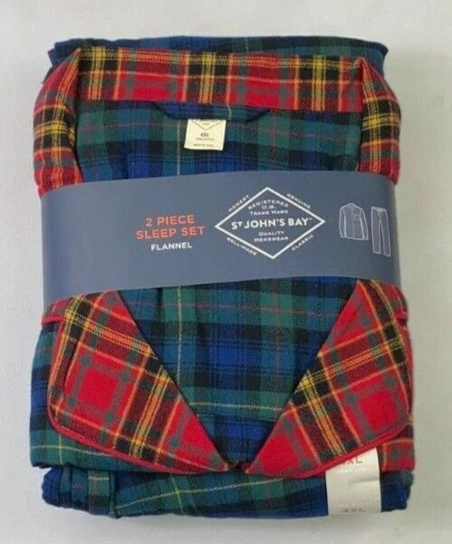 NEW Men's  St. John's Bay 2 Piece Flannel Plaid Pajama Sleep Set