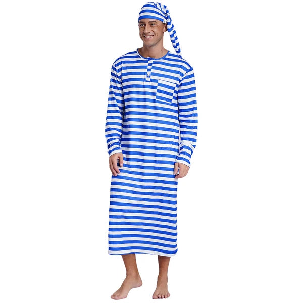 Mens Robe + Hat Set Raves Nightwear Christmas Bathrobe Sissy Home Dress-