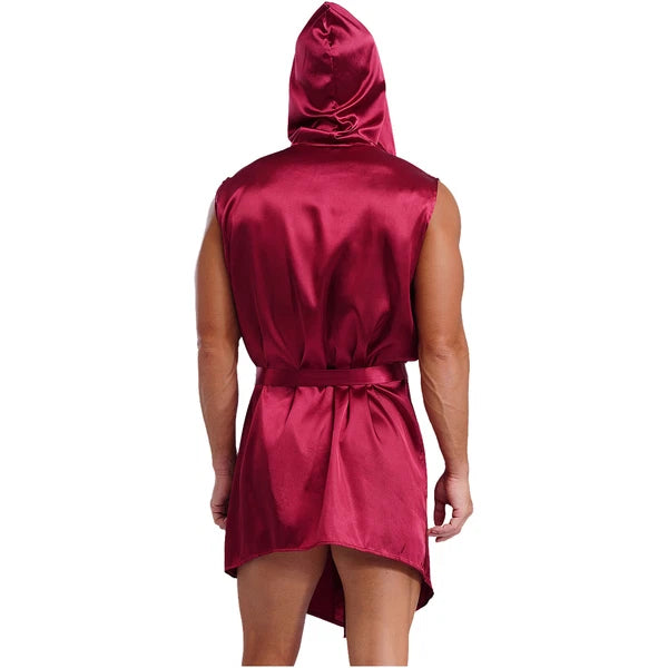 Mens Homewear Lace Up Pajama Robe With Belt Satin Nightwear Hot Spring Outfits