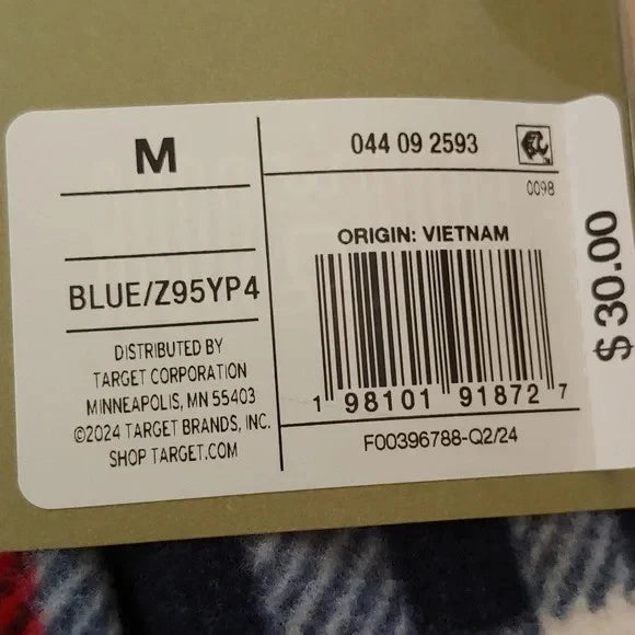 NWT Goodfellow & Co Men's 2 Piece Pajama Set Blue Plaid Size M