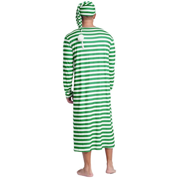 Mens Robe + Hat Set Raves Nightwear Christmas Bathrobe Sissy Home Dress-