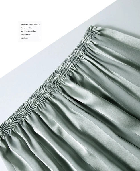 Mens Pajamas Nightwear Long Sleeve Sleep Tops Trousers Thin Ice Silk Pajamas Set