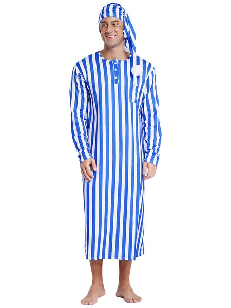 Mens Nightgowns Saudi Nightwear Plaid Pajamas Nightshirt Loungewear Sleeping Up