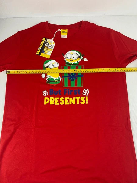 Minions Licensed Adults Christmas PJ Set Incl Stocking Red Size S