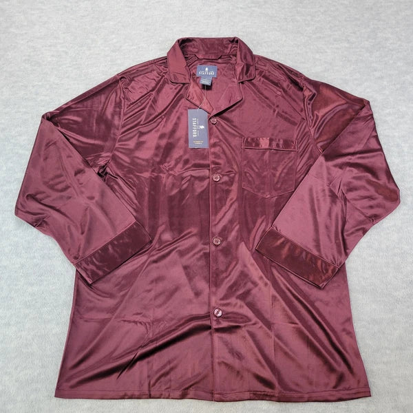 Stafford Pajama Set Satin Madeira Wine Sleepwear L/S Shirt & Pants Mens M NWT