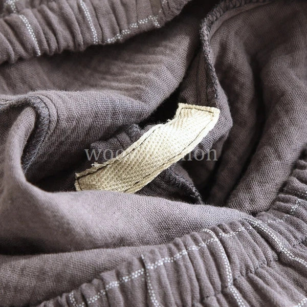 Men Cotton Gauze Long Sleeve Pajamas Set Sleepwear & Loungewear Button Down Pjs