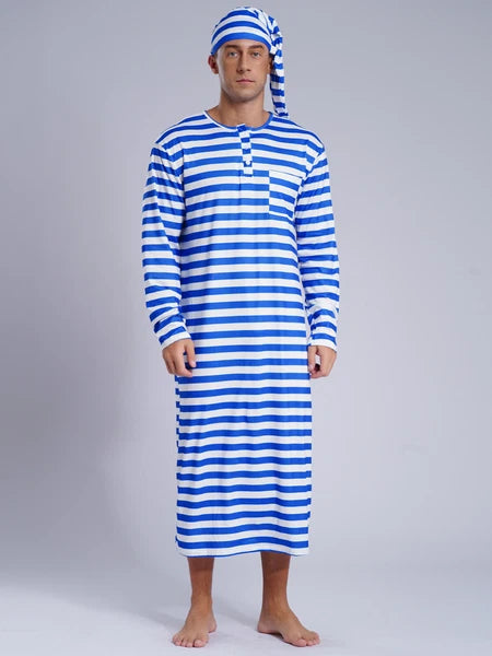 Mens Robe + Hat Set Raves Nightwear Christmas Bathrobe Sissy Home Dress-