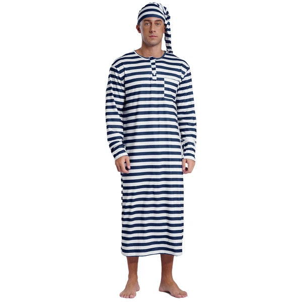 Mens Robe + Hat Set Raves Nightwear Christmas Bathrobe Sissy Home Dress-